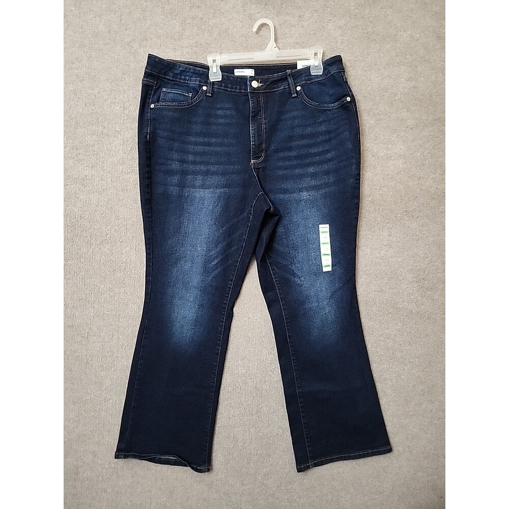 Sonoma Curvy Bootcut Jeans Womens 18W Blue Dark Wash Stretch Mid Rise NEW